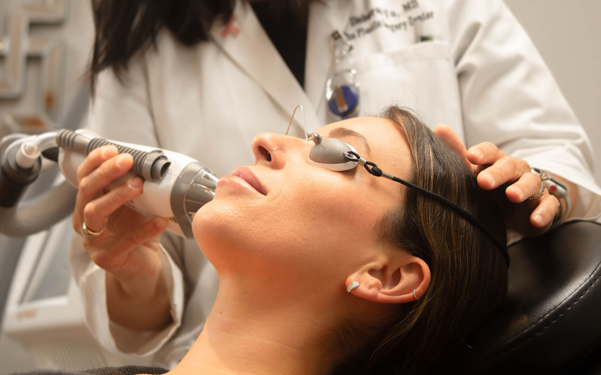 patient receiving laser treatment jaw