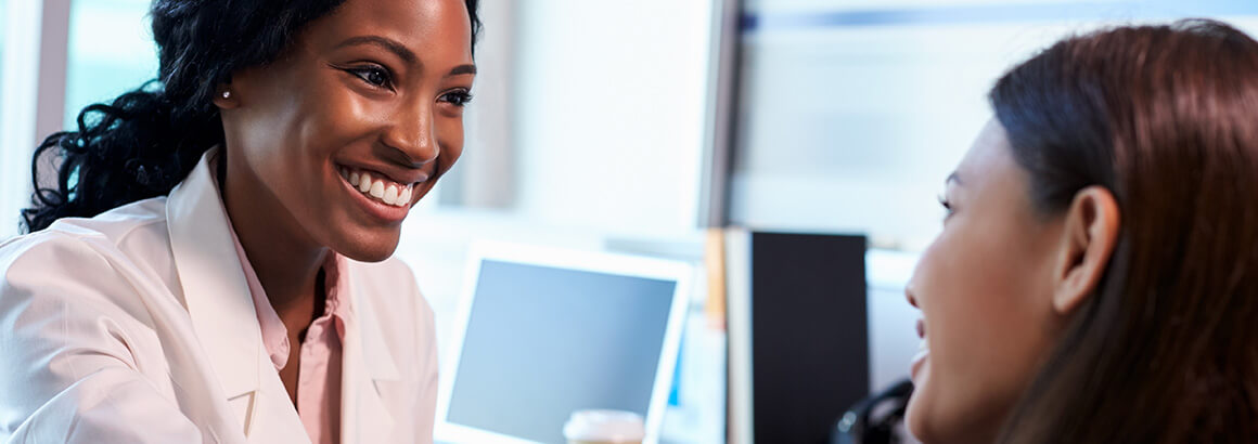 new patient talking with physician