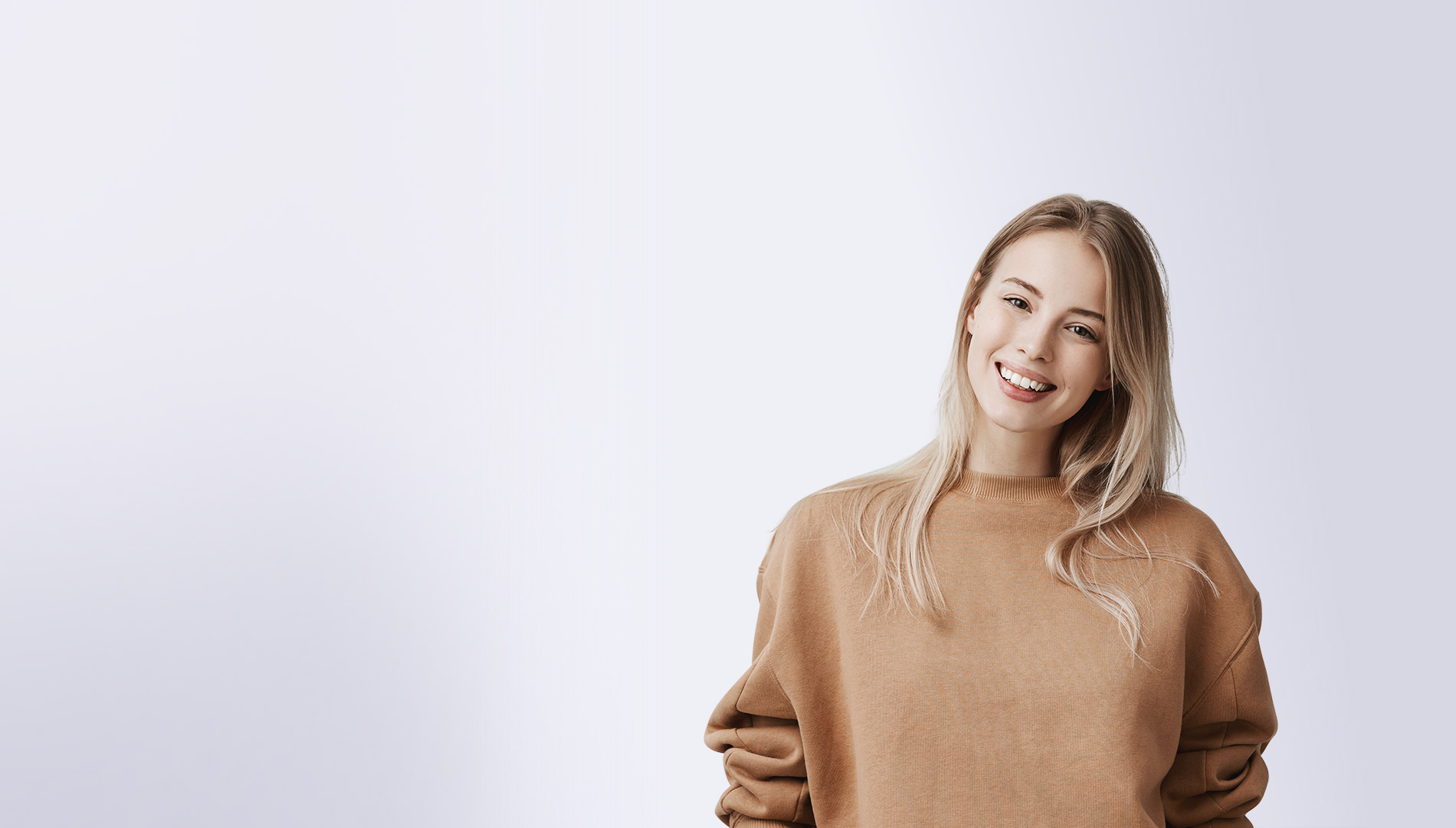 young woman in casual clothes with blonde hair